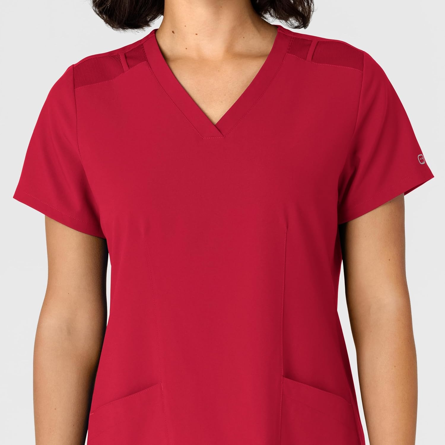 WINK Women’s Women’s Flex-n-reach Side Panel V-neck Scrub Top(Red)