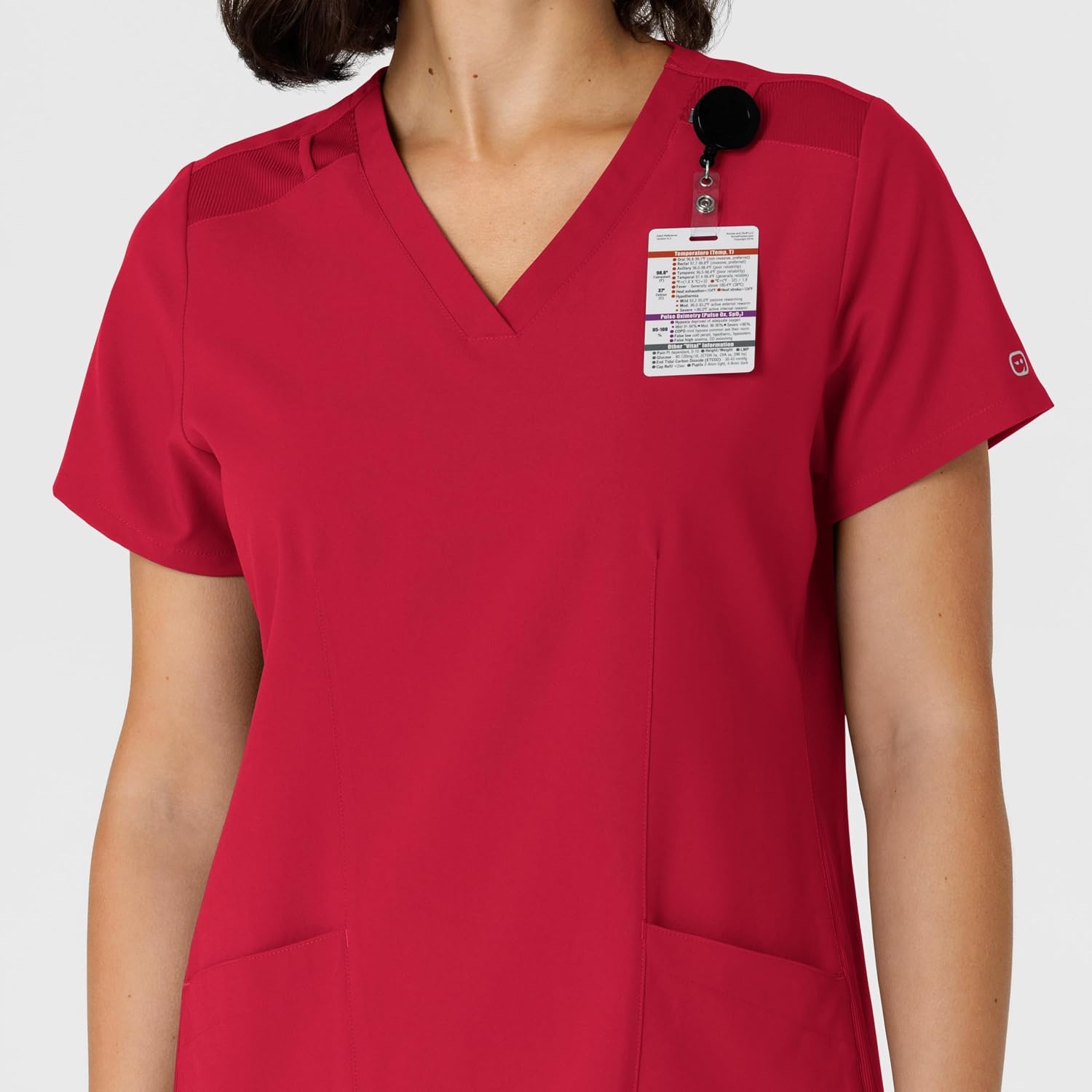 WINK Women’s Women’s Flex-n-reach Side Panel V-neck Scrub Top(Red)