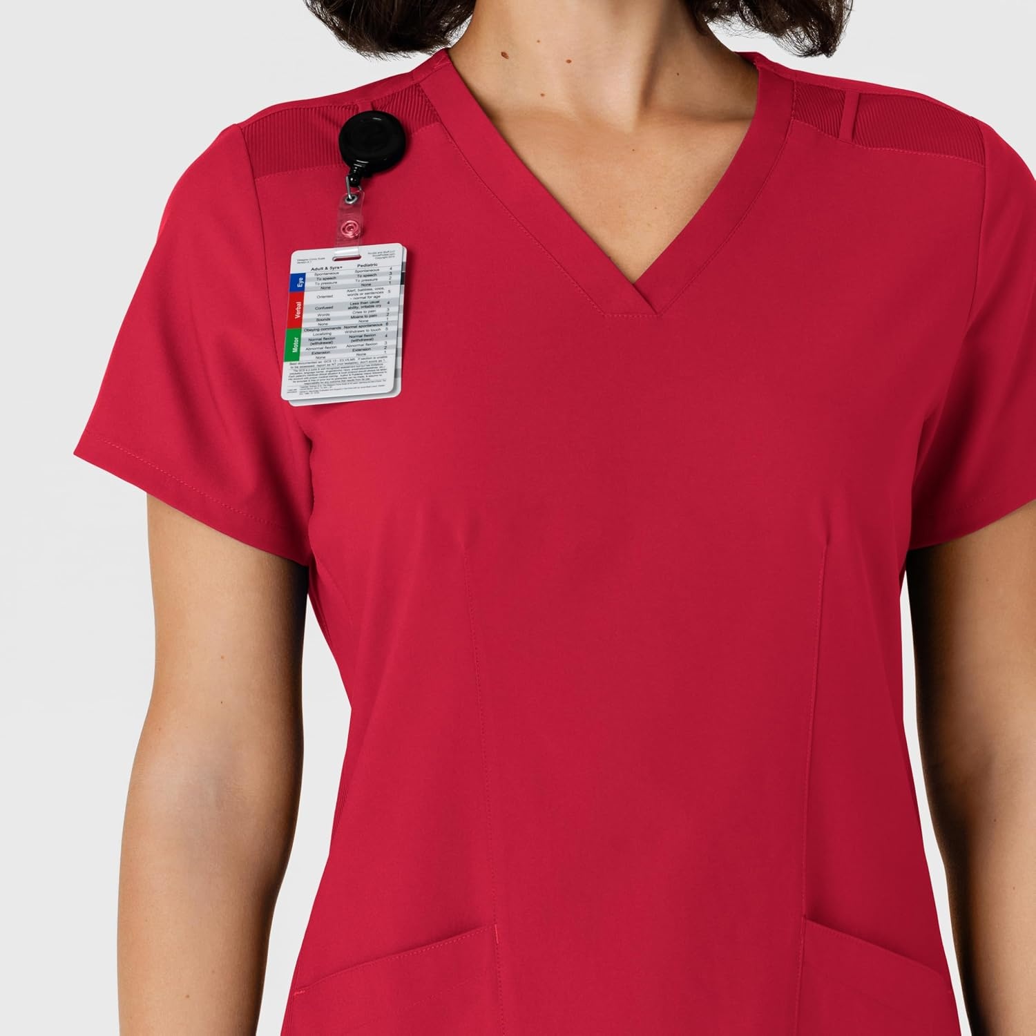 WINK Women’s Women’s Flex-n-reach Side Panel V-neck Scrub Top(Red)