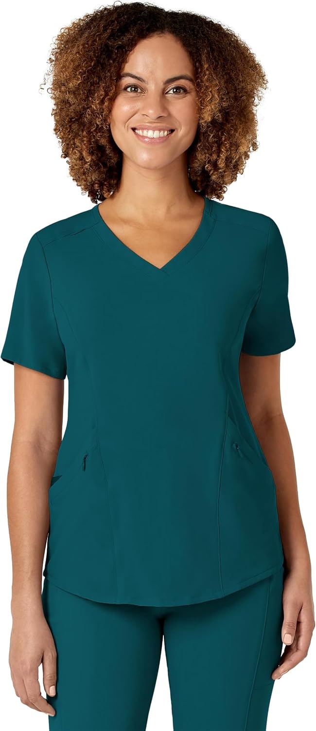 Wink Women’s Women’s V-Neck Scrub Top(Caribbean Blue)
