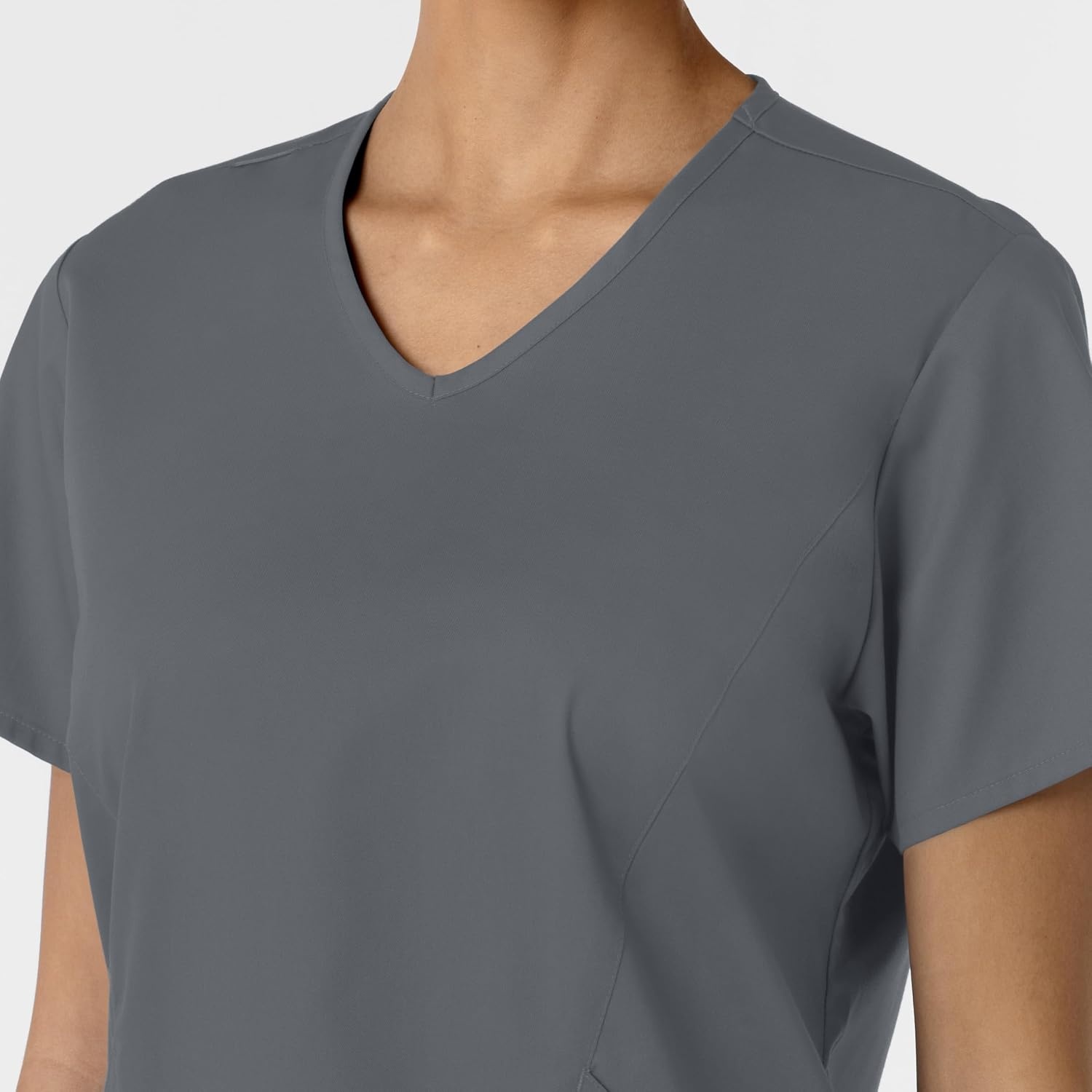 Wink Work Women’s Curved V-Neck Scrub Top(Pewter)