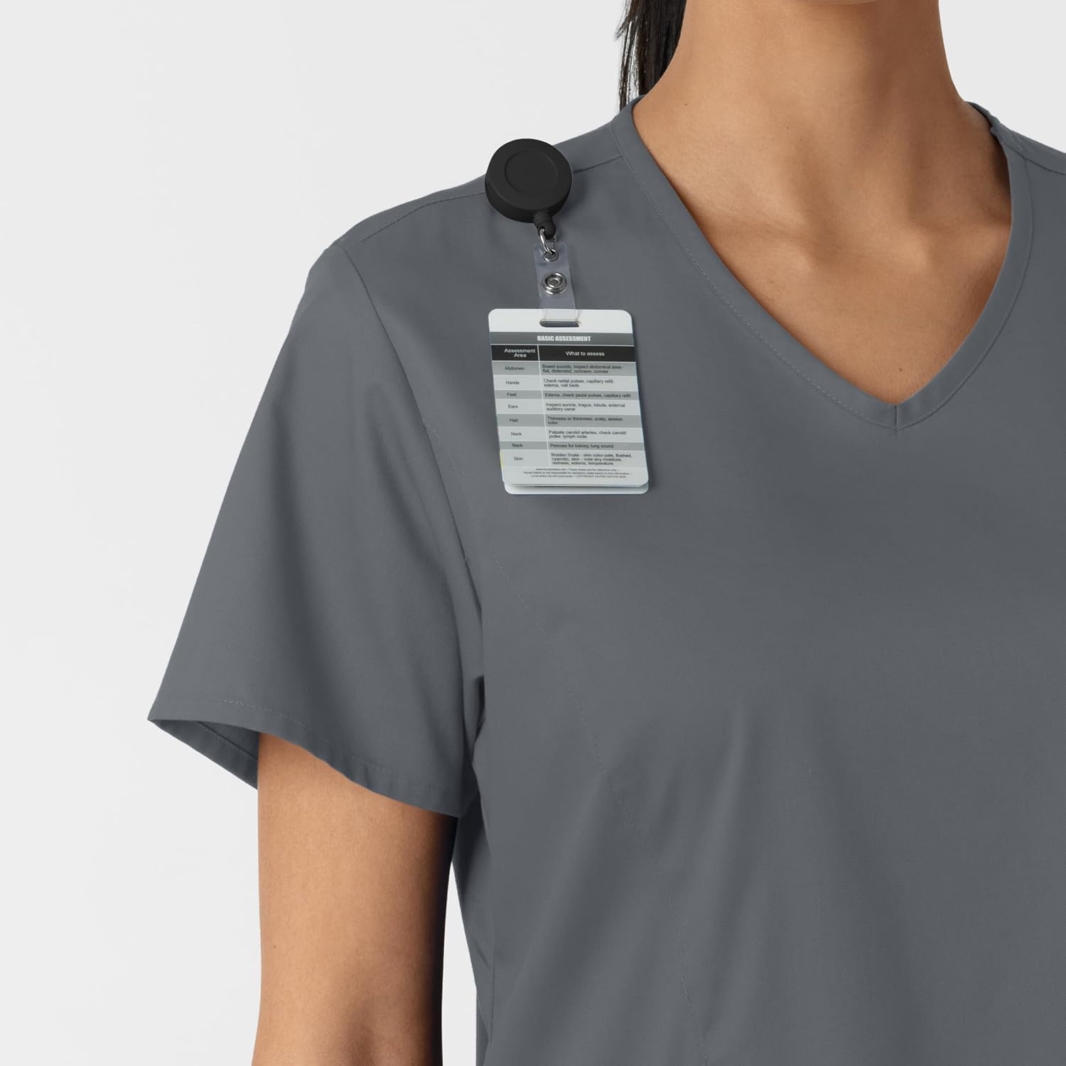 Wink Work Women’s Curved V-Neck Scrub Top(Pewter)