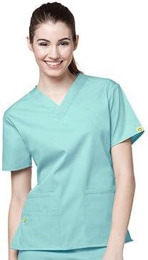 WonderWink womens Origins Bravo V-Neck Top, Hot Pink, Small