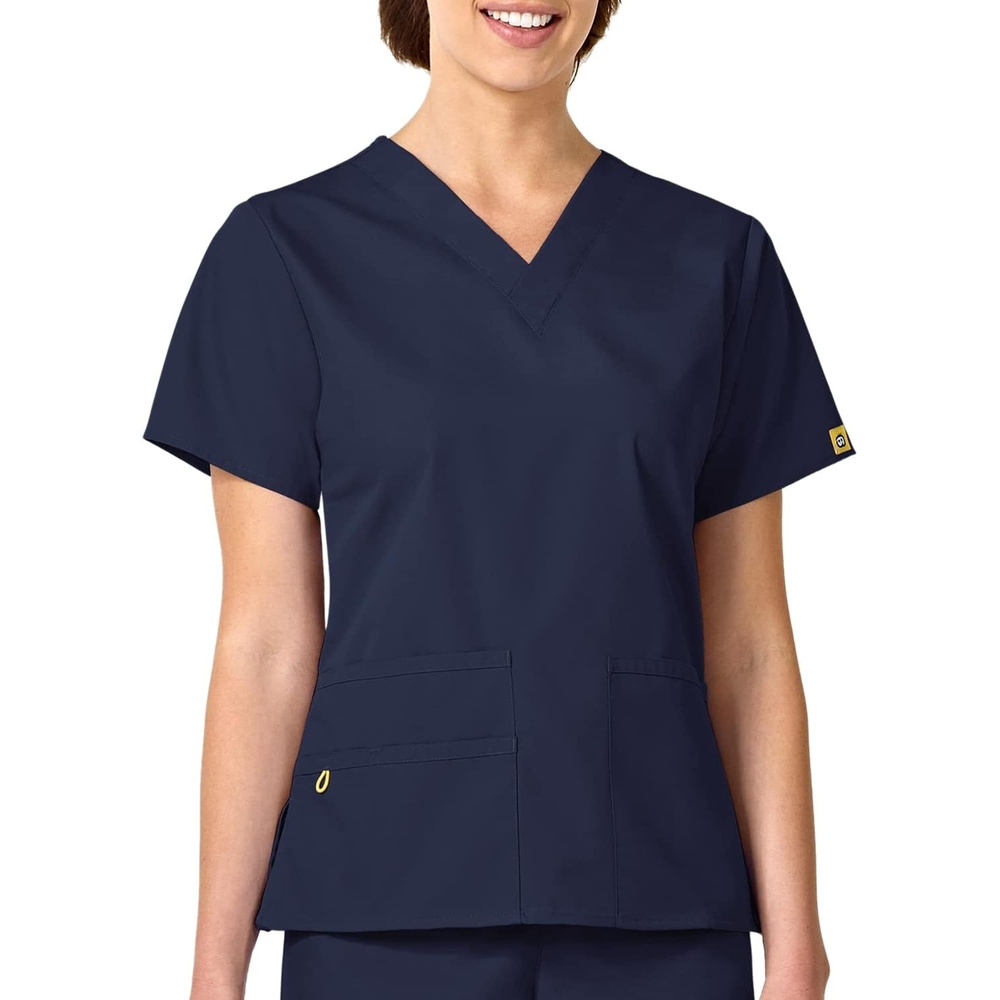 WonderWink womens Origins Bravo V-Neck Top, Navy, XX-Small