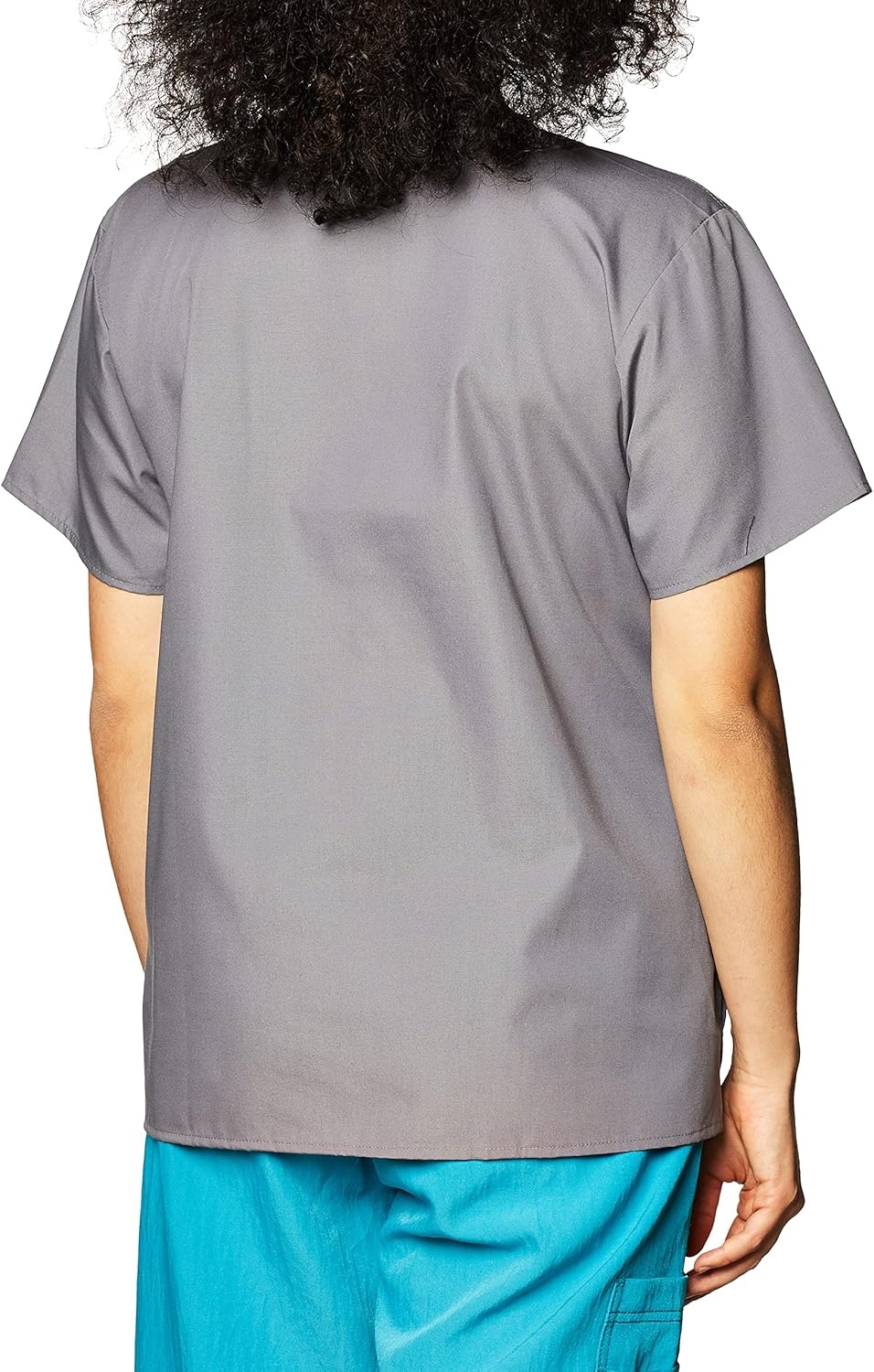 WonderWink Women’s Charlie 5 Pocket Y-Neck Wrap Top, Pewter, Medium