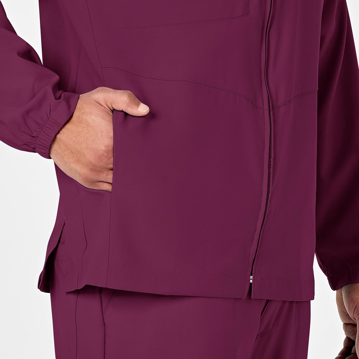 WINK W123 Men’s Zip Front Warm Up Jacket(Wine)