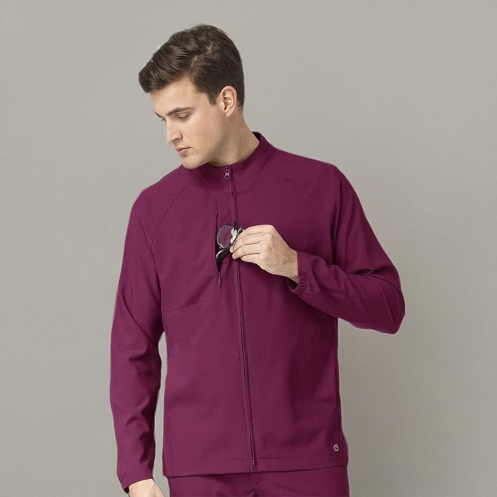 WINK W123 Men’s Zip Front Warm Up Jacket(Wine)