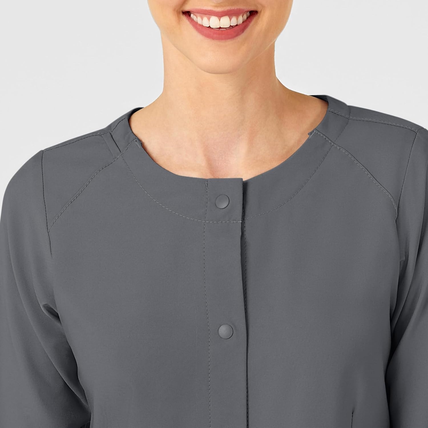 WINK W123 Women’s Crew Neck Warm Up Jacket, Pewter, XL
