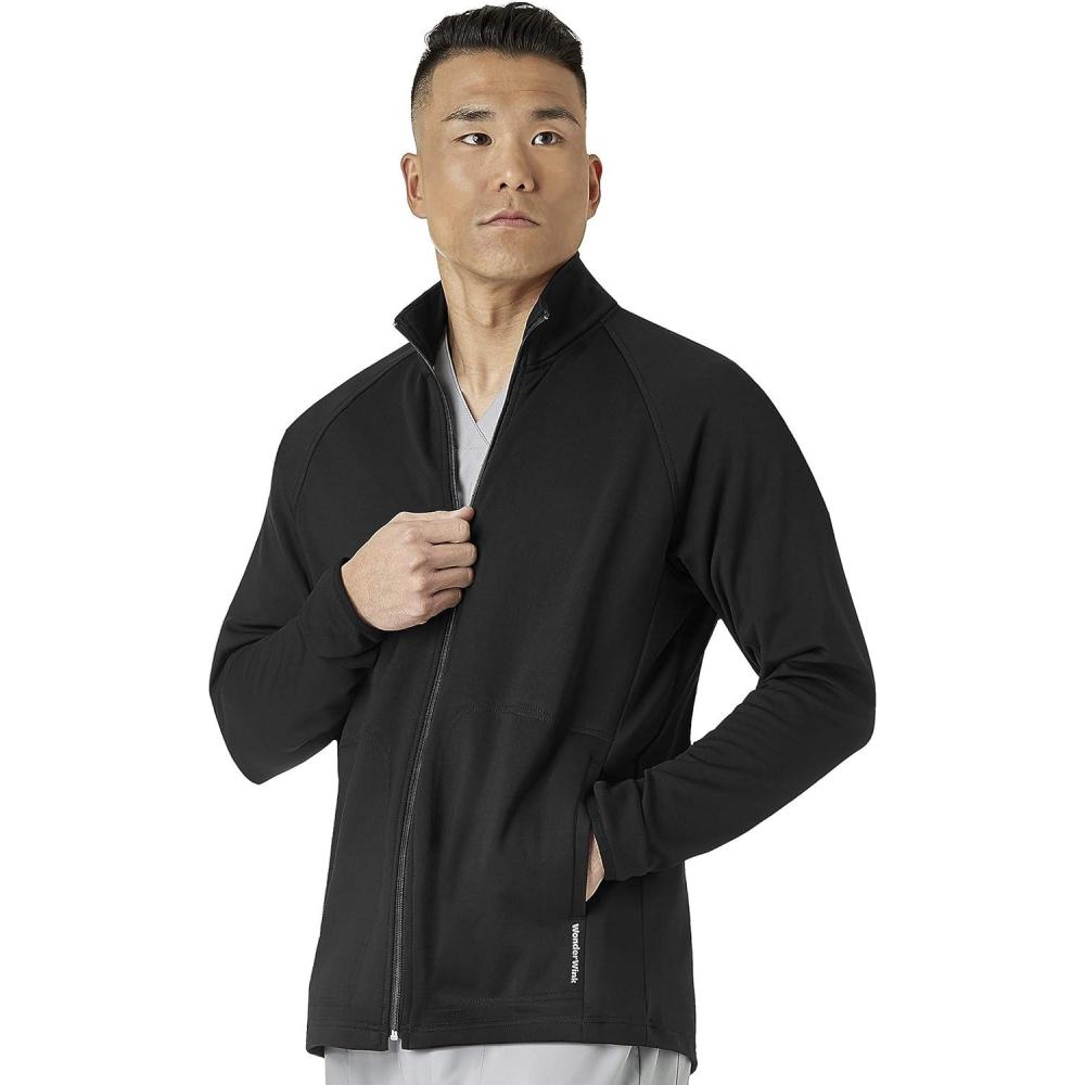 WonderWink mens Fleece Full-zip JacketFleece Full-Zip jacket(Black)