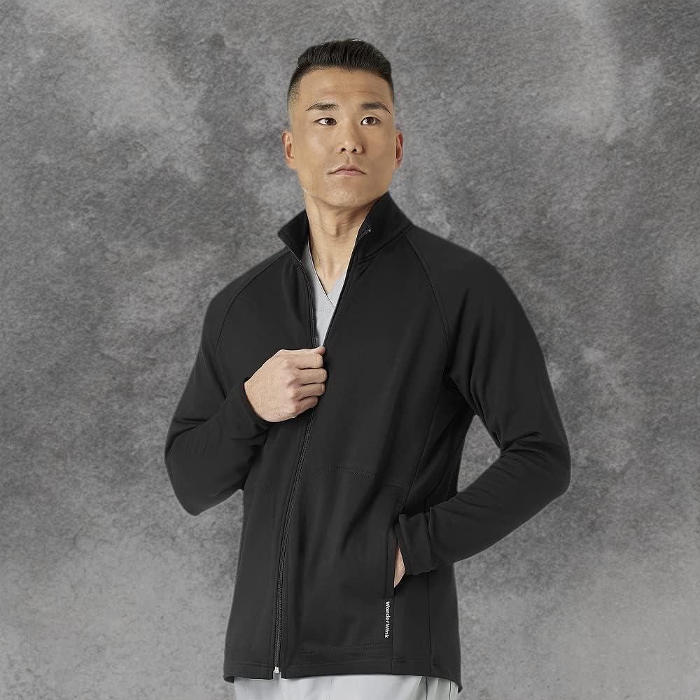 WonderWink mens Fleece Full-zip JacketFleece Full-Zip jacket(Black)