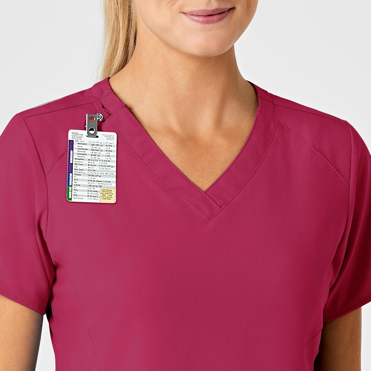 Wink W123 Women’s Stylized V-Neck Scrub Top(Viva Magenta)