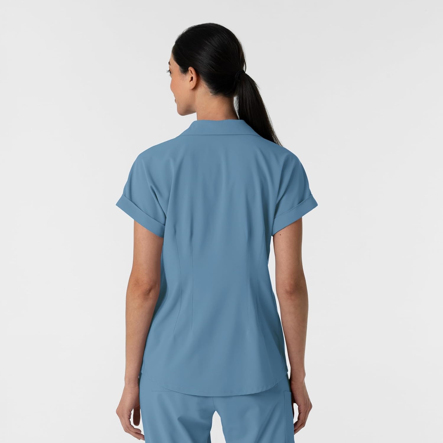 WINK Renew Women’s Flex-n-Reach Collared Scrub Top(Pacific Blue)