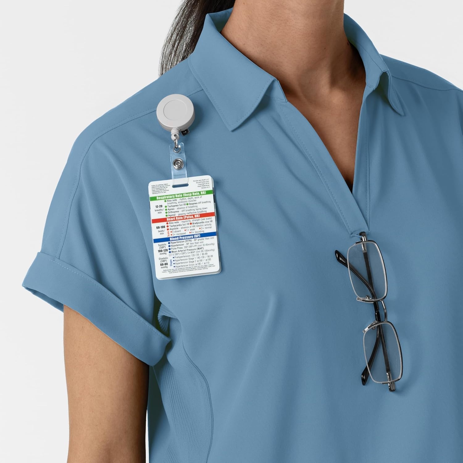 WINK Renew Women’s Flex-n-Reach Collared Scrub Top(Pacific Blue)