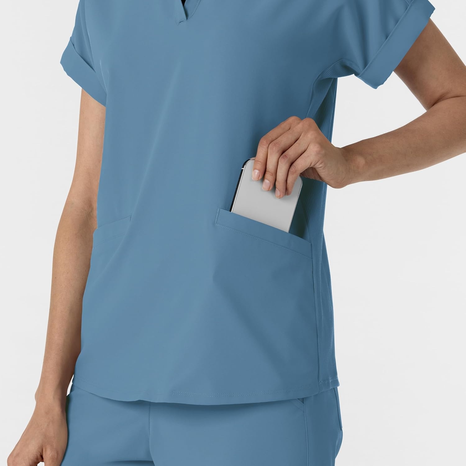 WINK Renew Women’s Flex-n-Reach Collared Scrub Top(Pacific Blue)