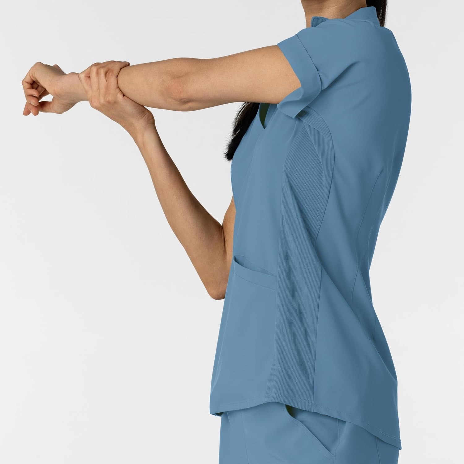 WINK Renew Women’s Flex-n-Reach Collared Scrub Top(Pacific Blue)