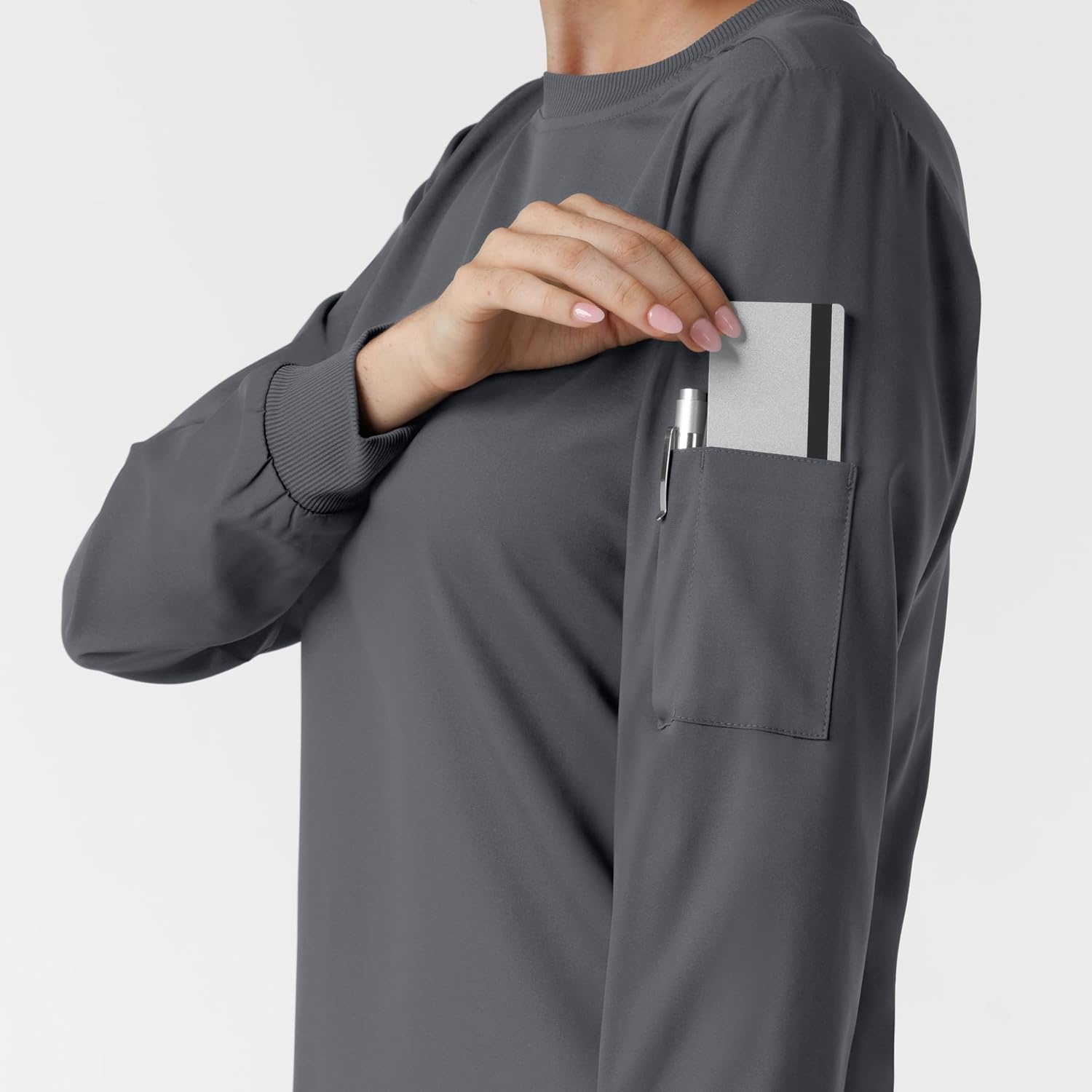 Wink Women’s Women’s Classic Long Sleeve Scrub Tee(Pewter)
