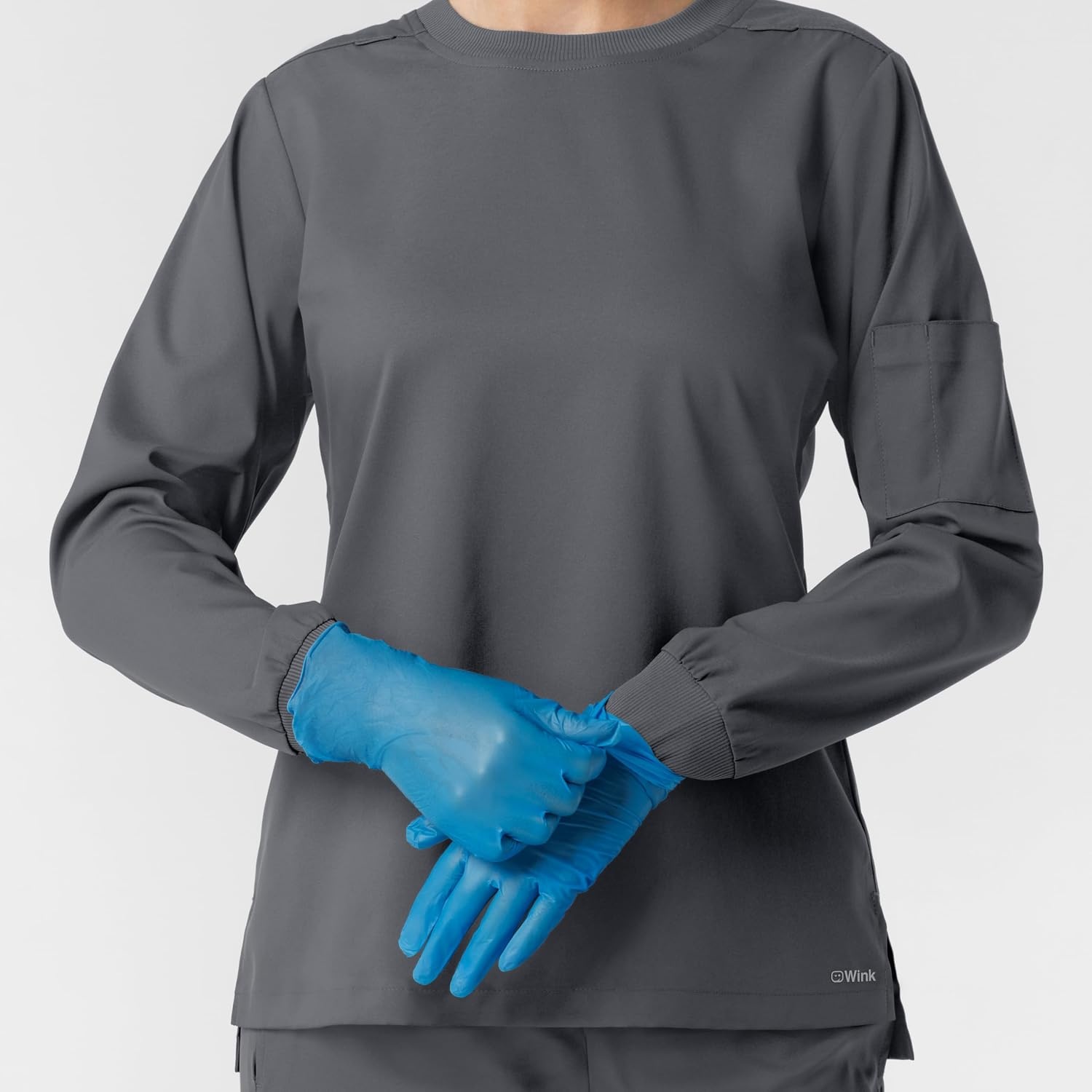 Wink Women’s Women’s Classic Long Sleeve Scrub Tee(Pewter)