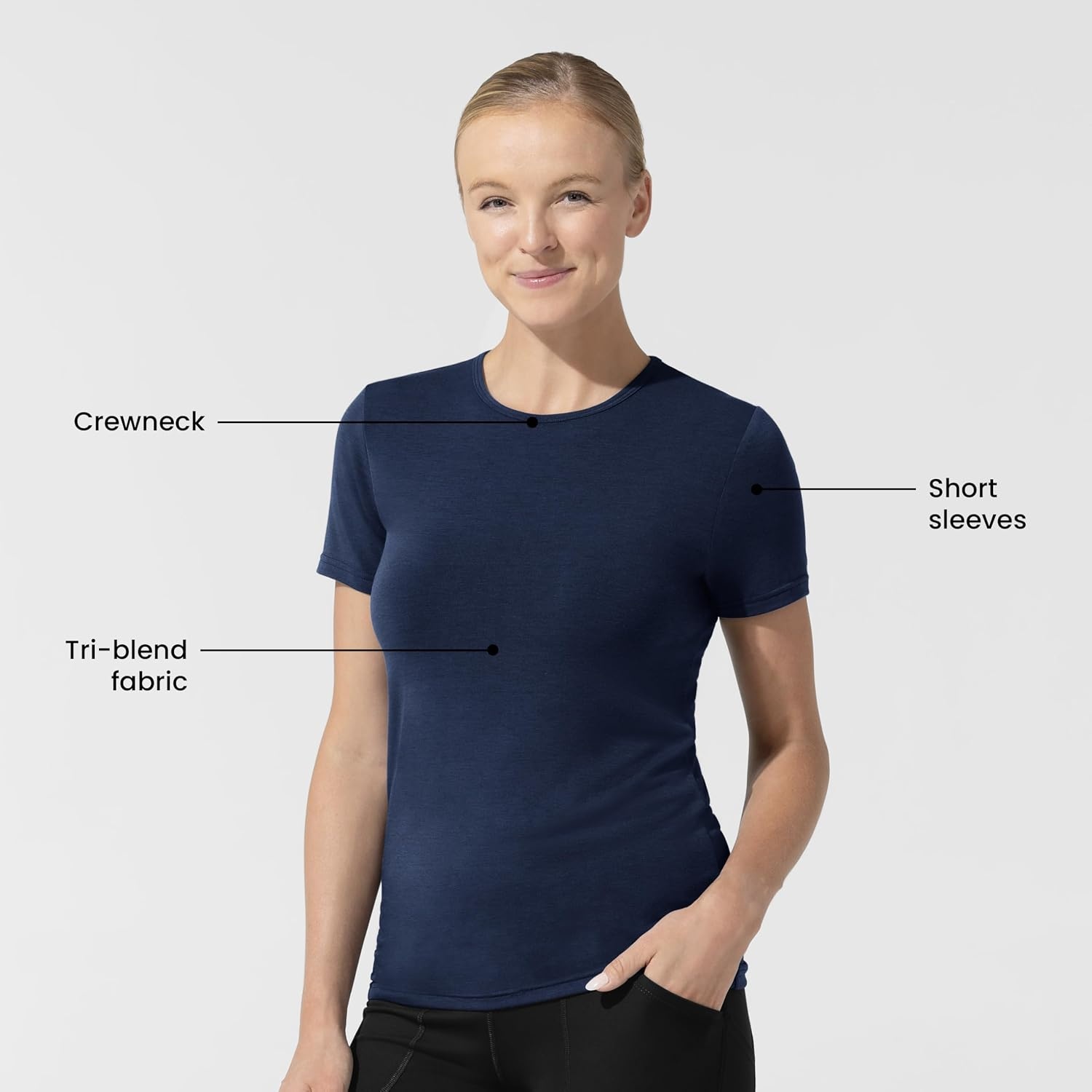 Wink Layers Women’s Short Sleeve Essential Tee(Navy)