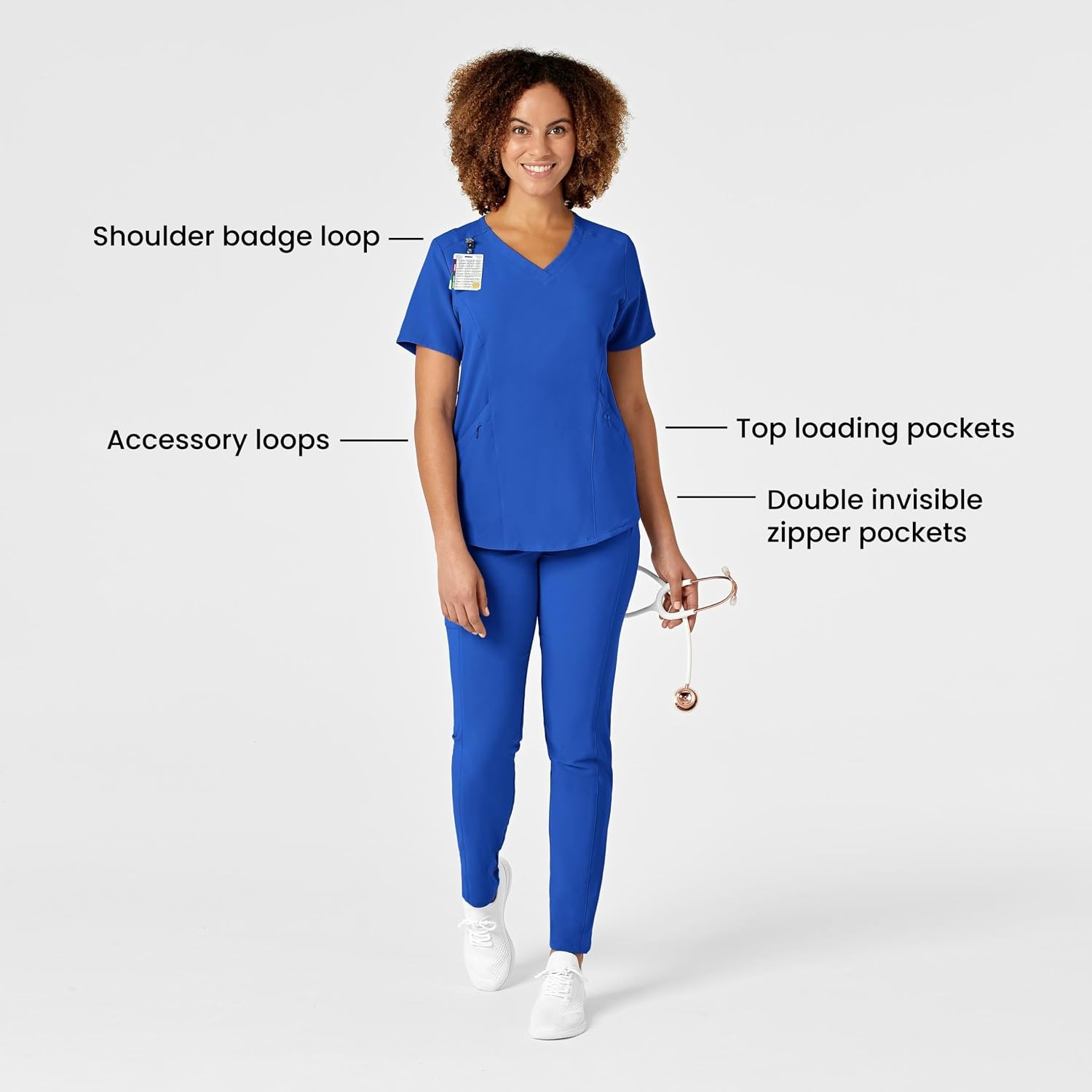 WonderWink womens Renew Women’s V-neck Top Medical Scrubs, Royal, X-Small US