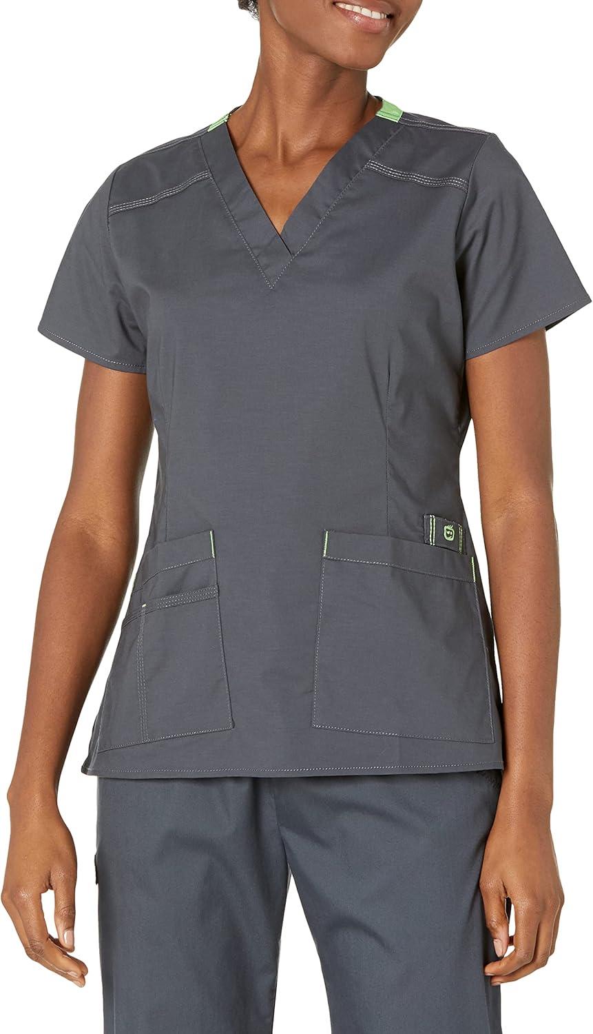 WonderWink Women’s Wonderflex Verity Scrub Top, Charcoal, X-Large