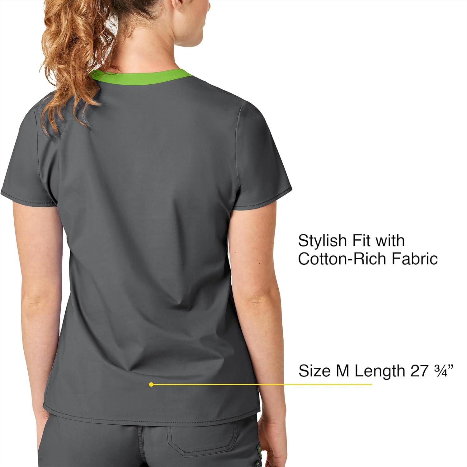 WonderWink Women’s Wonderflex Verity Scrub Top, Charcoal, X-Large