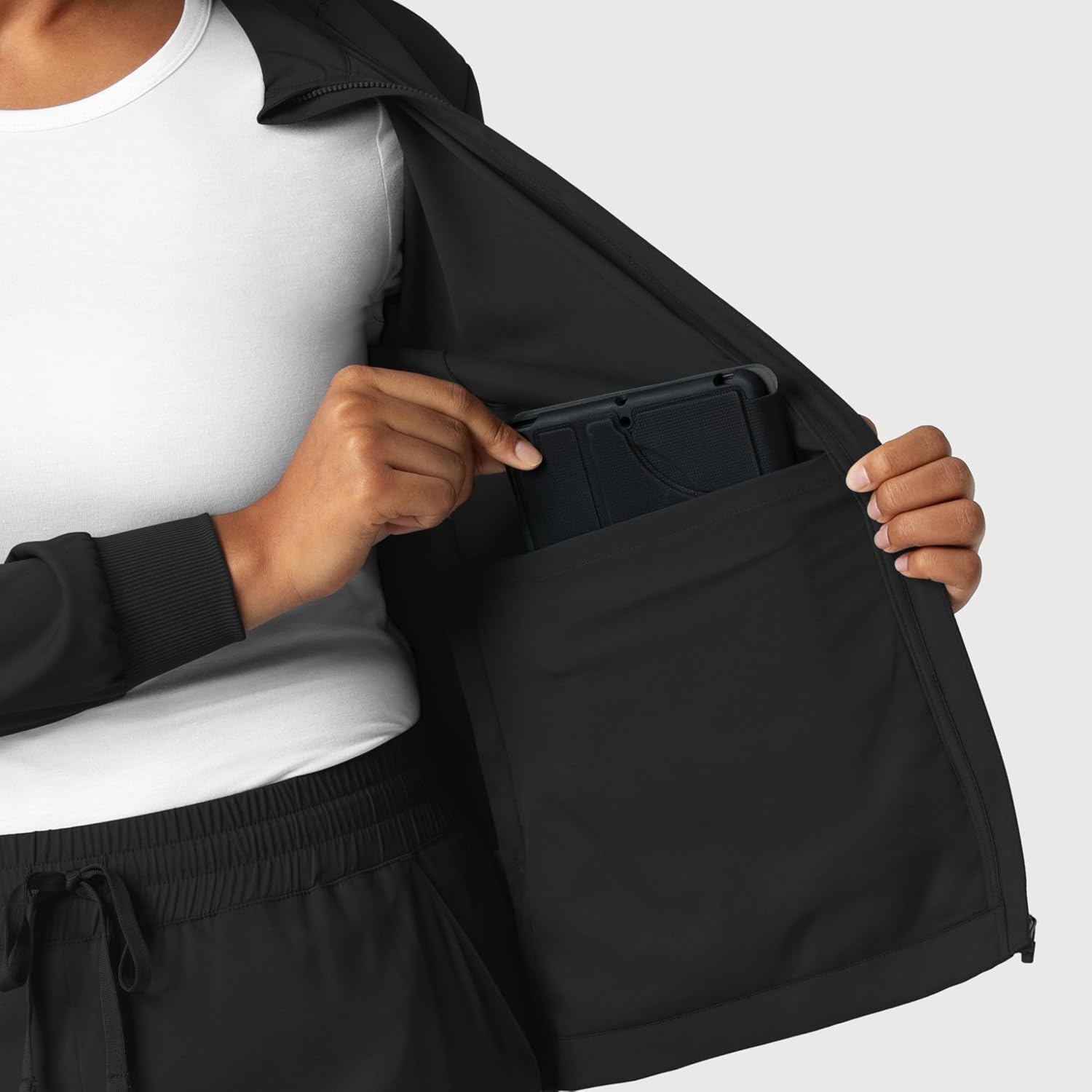 WINK Boundless Women’s Warm Up Scrub Jacket(Black)
