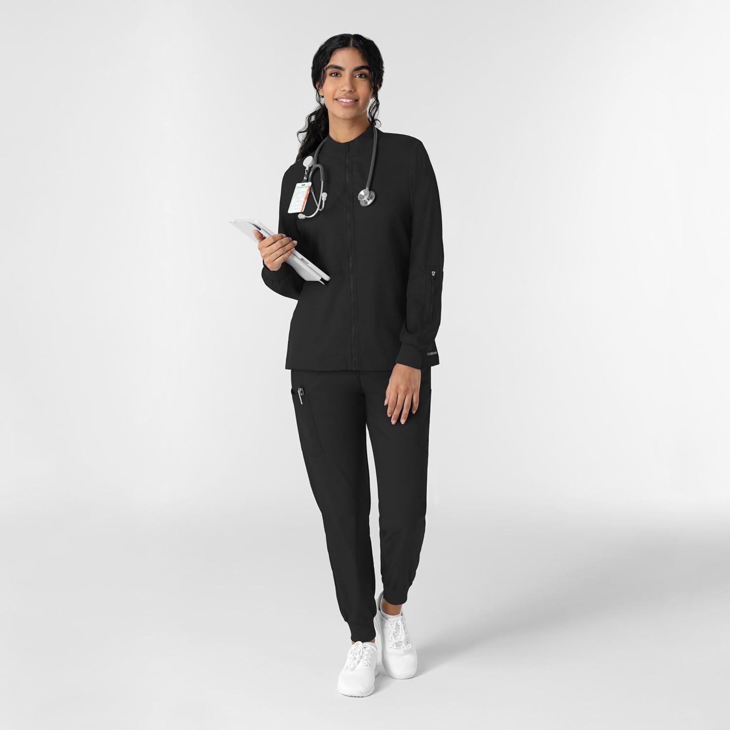 WINK Boundless Women’s Warm Up Scrub Jacket(Black)