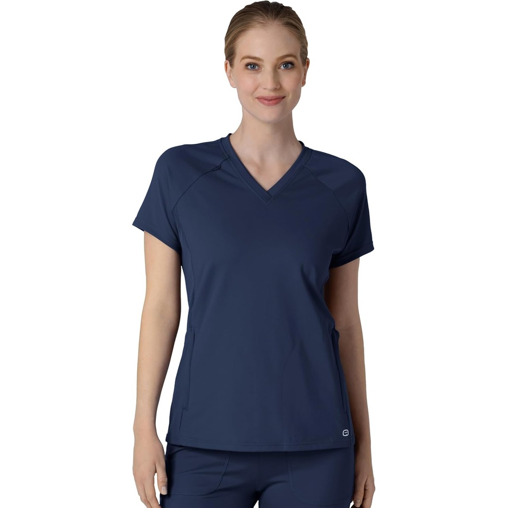 Wink Renew Knit Women’s Flex-n-Reach V-Neck Raglan Scrub Top(Navy)