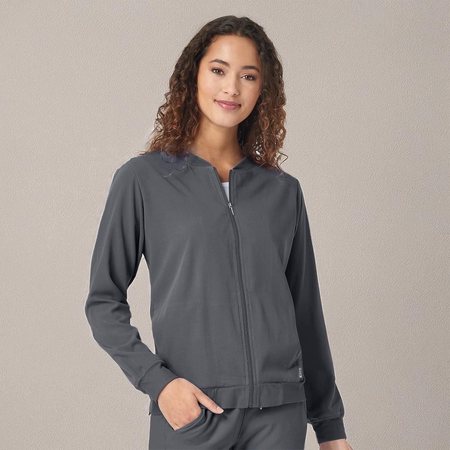 WonderWink womens Bomber Jacket(Pewter)