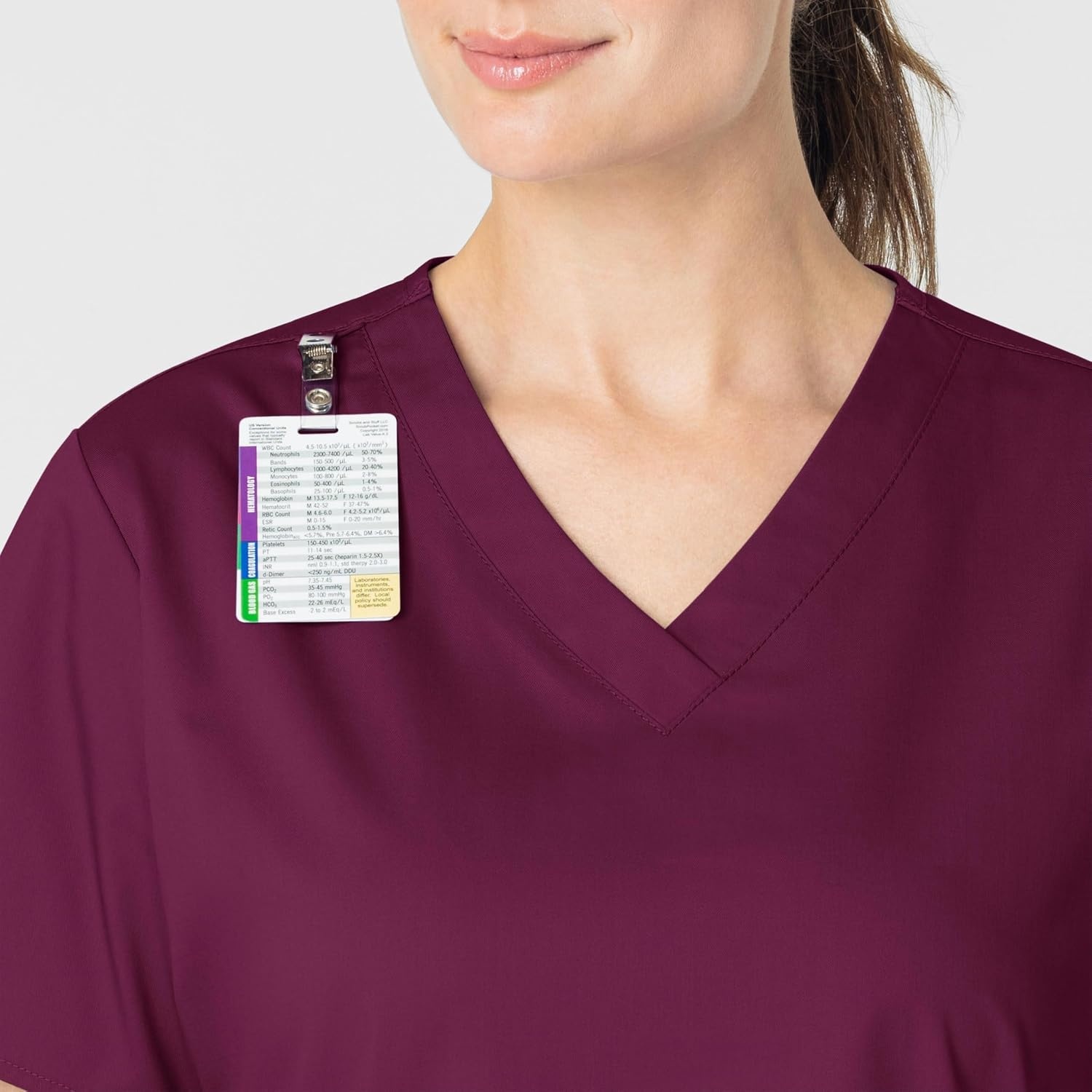 Wink WonderWORK Scrubs for Women, V-Neck Scrub Tops – Wine, 2X