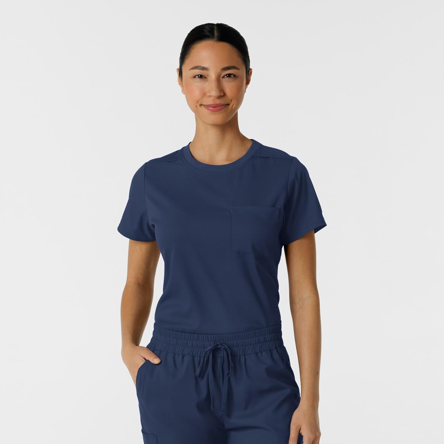 Wink Scrubs for Women, Boundless, Classic Tee with 1 Pocket(Navy)