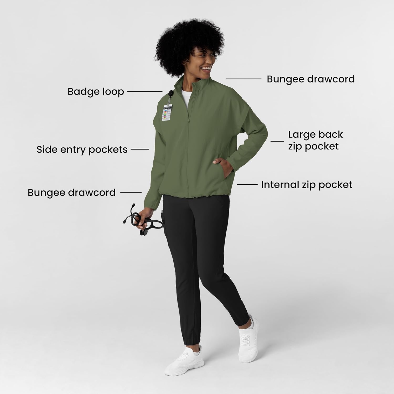 WonderWink Women’s Women’s Breezebreaker Scrub Jacket(Olive)
