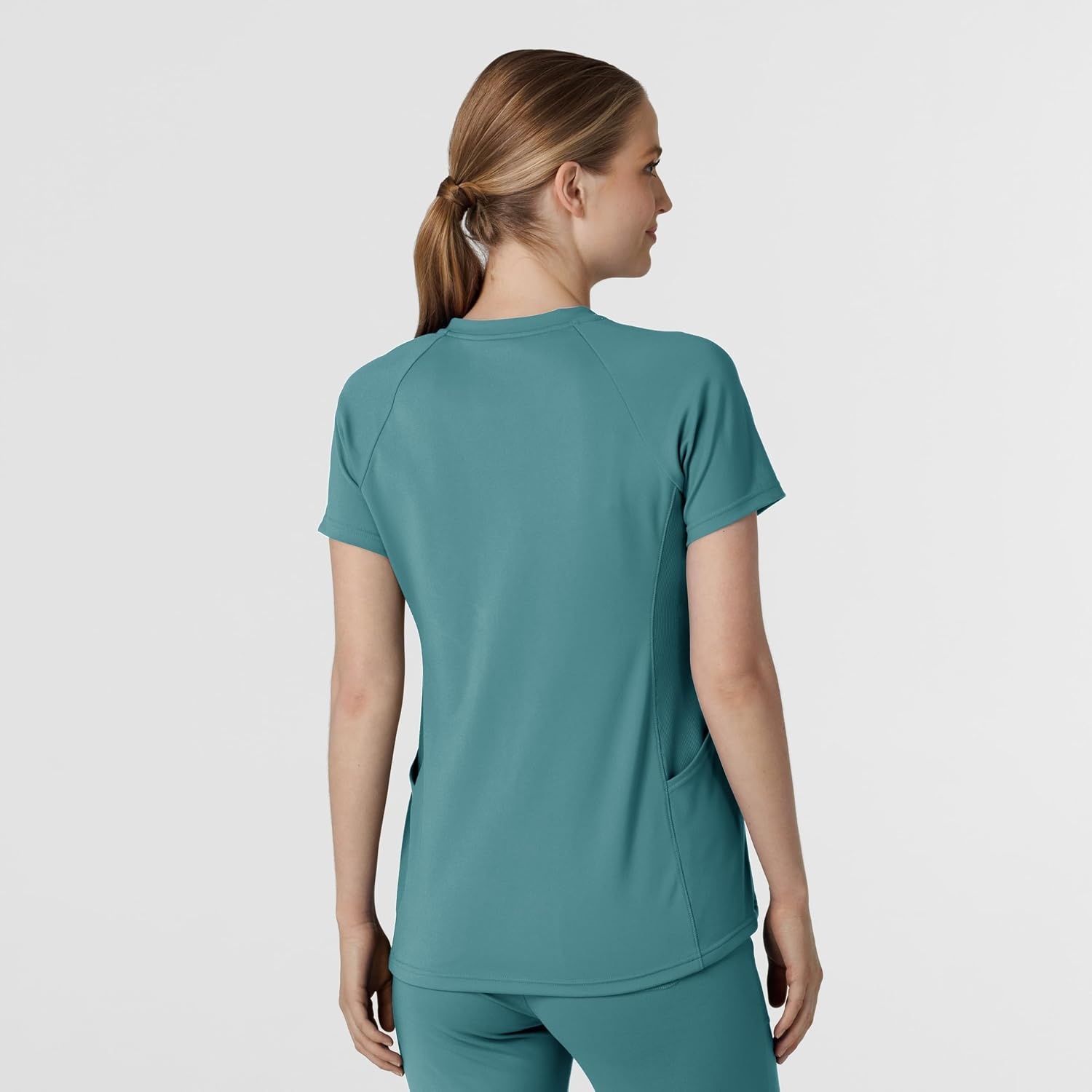 Wink Renew Knit Women’s Flex-n-Reach V-Neck Raglan Scrub Top(Vintage Teal)