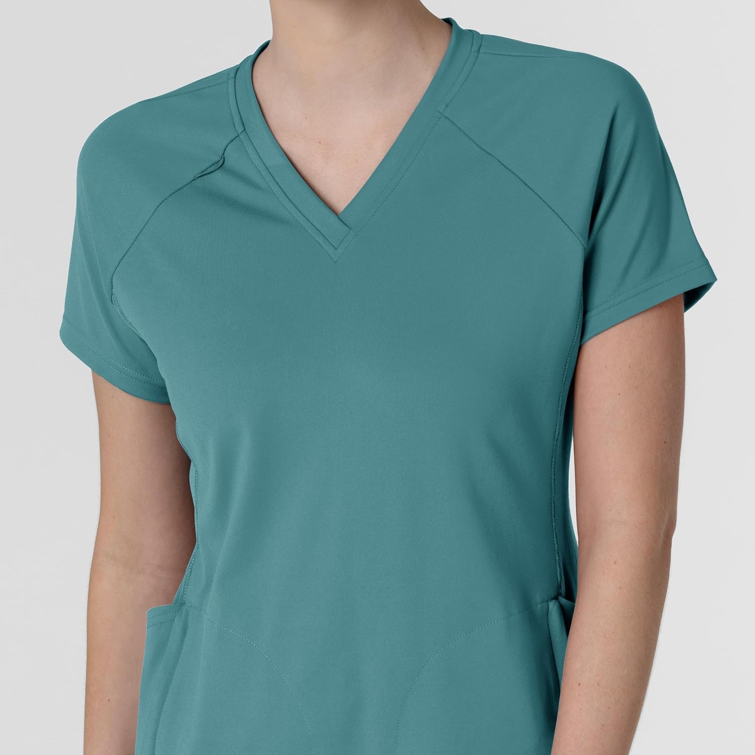 Wink Renew Knit Women’s Flex-n-Reach V-Neck Raglan Scrub Top(Vintage Teal)