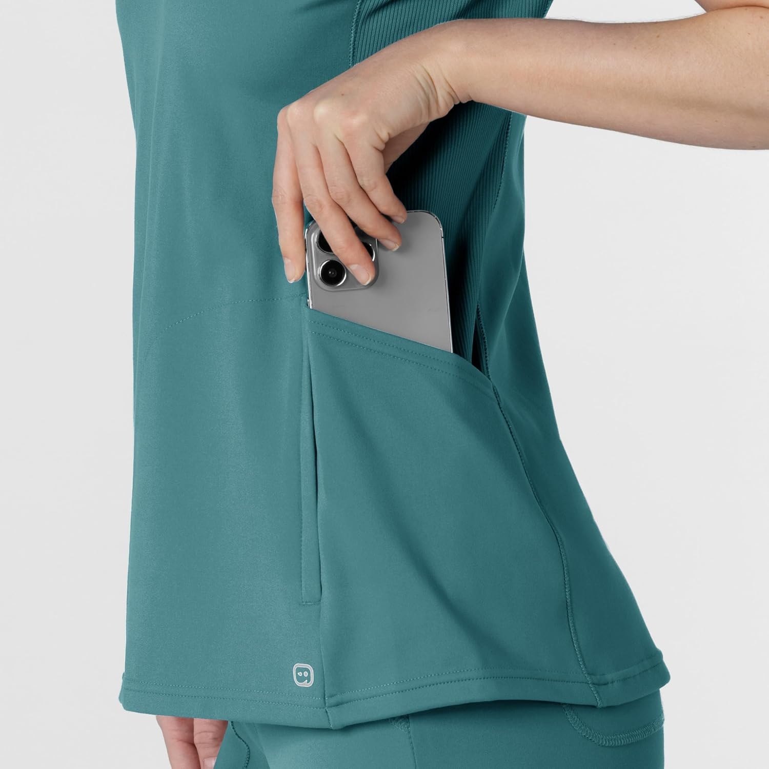 Wink Renew Knit Women’s Flex-n-Reach V-Neck Raglan Scrub Top(Vintage Teal)