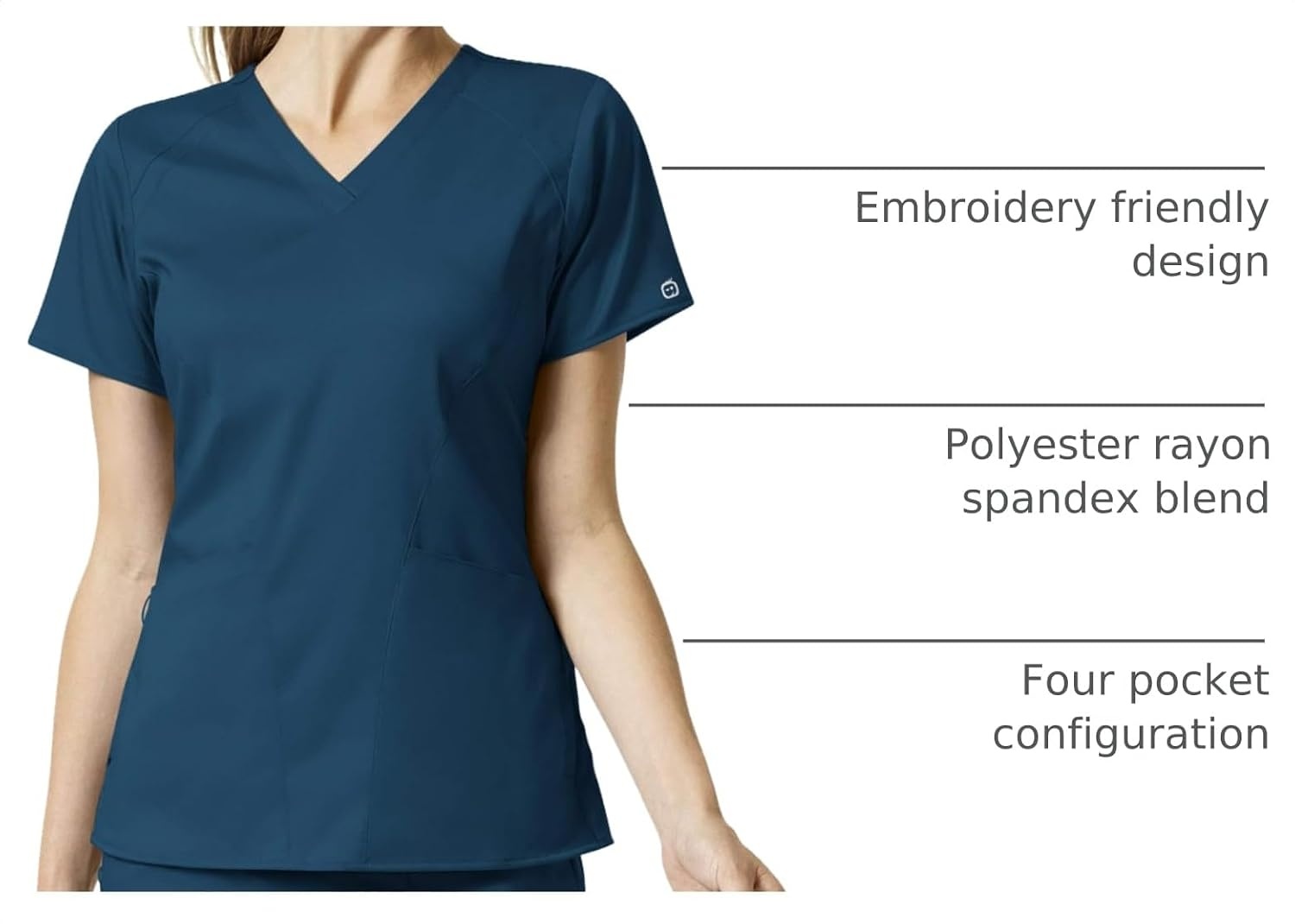Wink Boundless Women’s 2-Pocket V-Neck Scrub Top(Caribbean Blue)