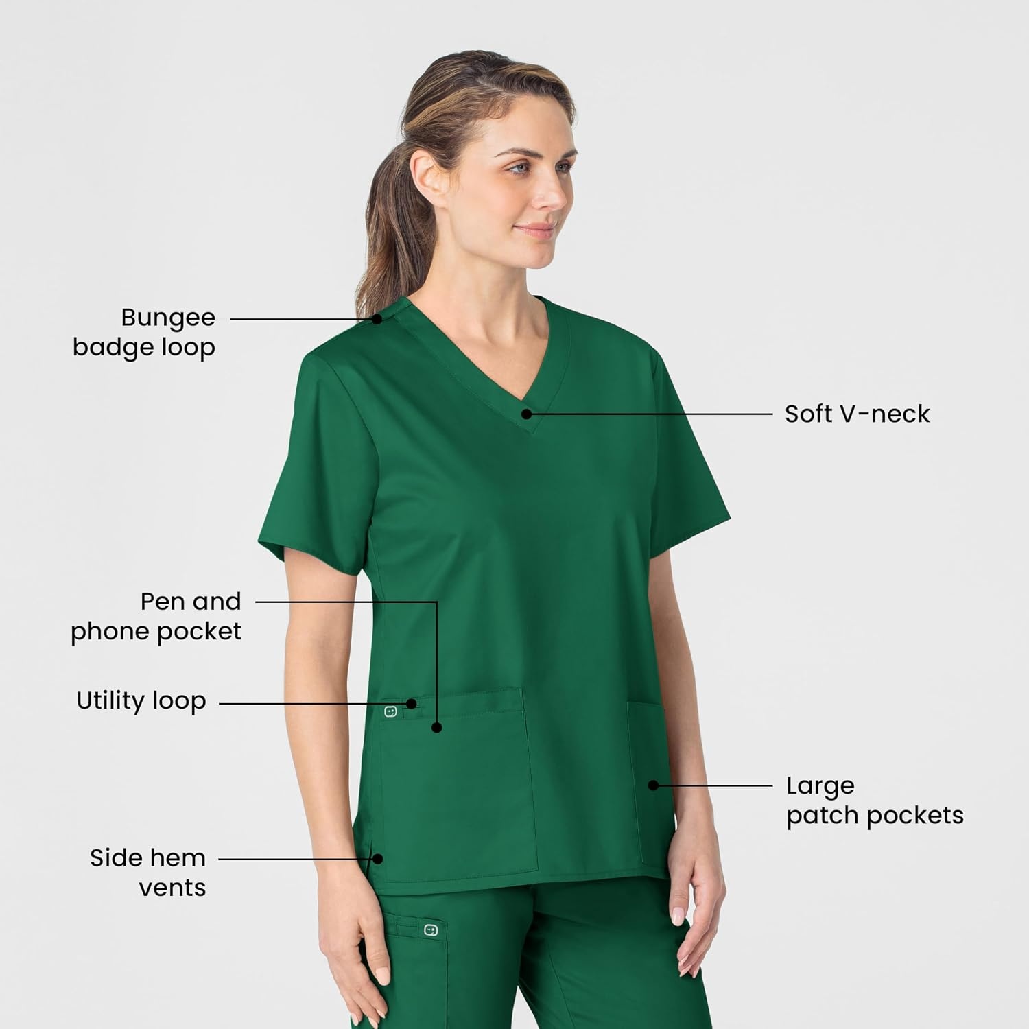 Wink Women’s Women’s V-Neck Scrub Top(Hunter)