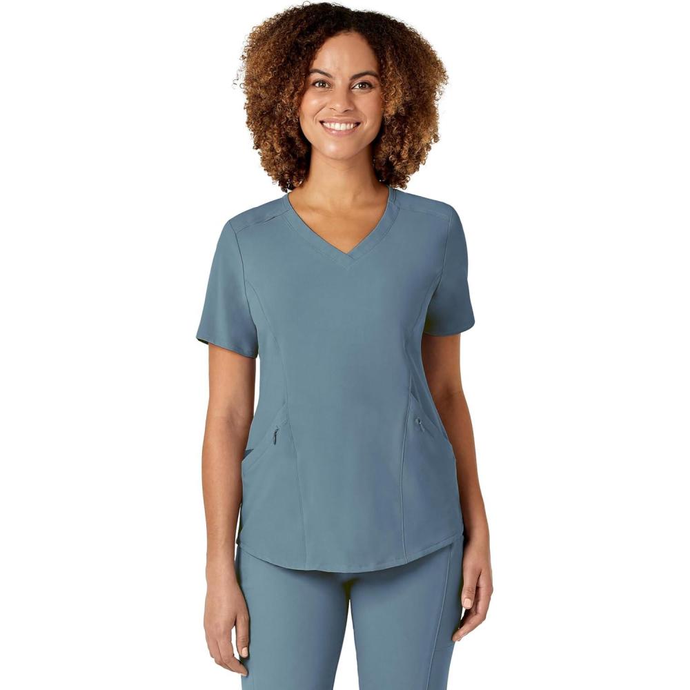 WonderWink Mens Women’s V-Neck Scrub Top(Elemental Blue)