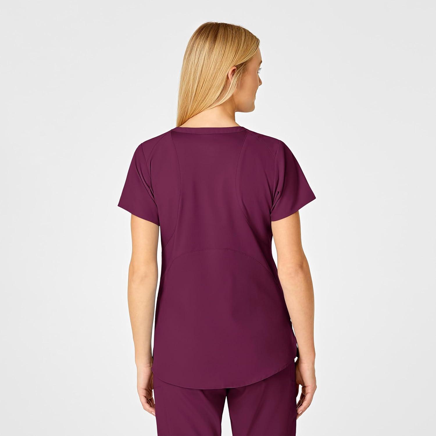 WonderWink Women’s Flex-Back Stylized V-Neck Top(Wine)