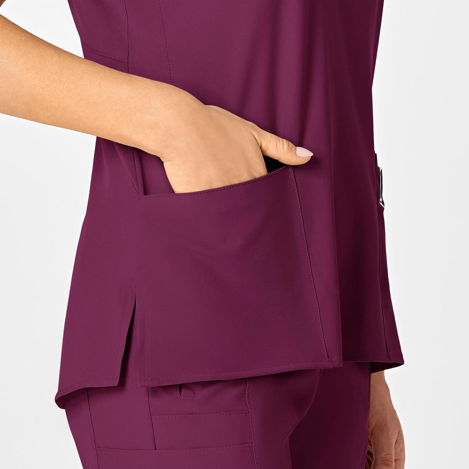 WonderWink Women’s Flex-Back Stylized V-Neck Top(Wine)
