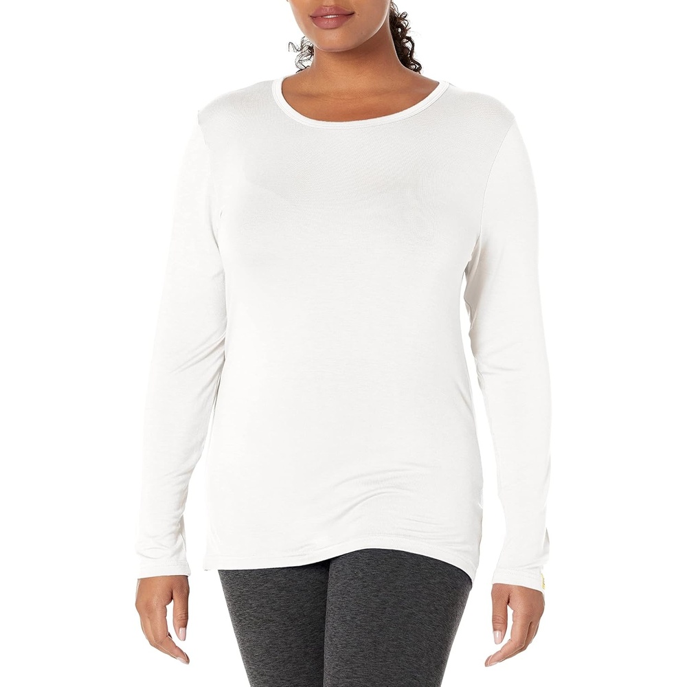 WINK Layers Scrubs for Women, Long Sleeve Silky Tee(White)