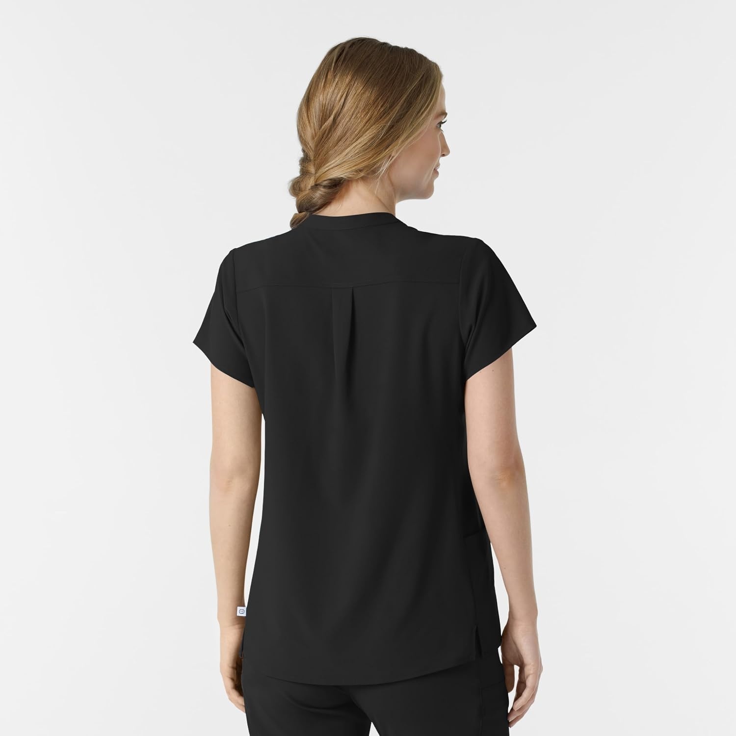 Wink Renew Women’s Mandarin Collar Scrub Top(Black)