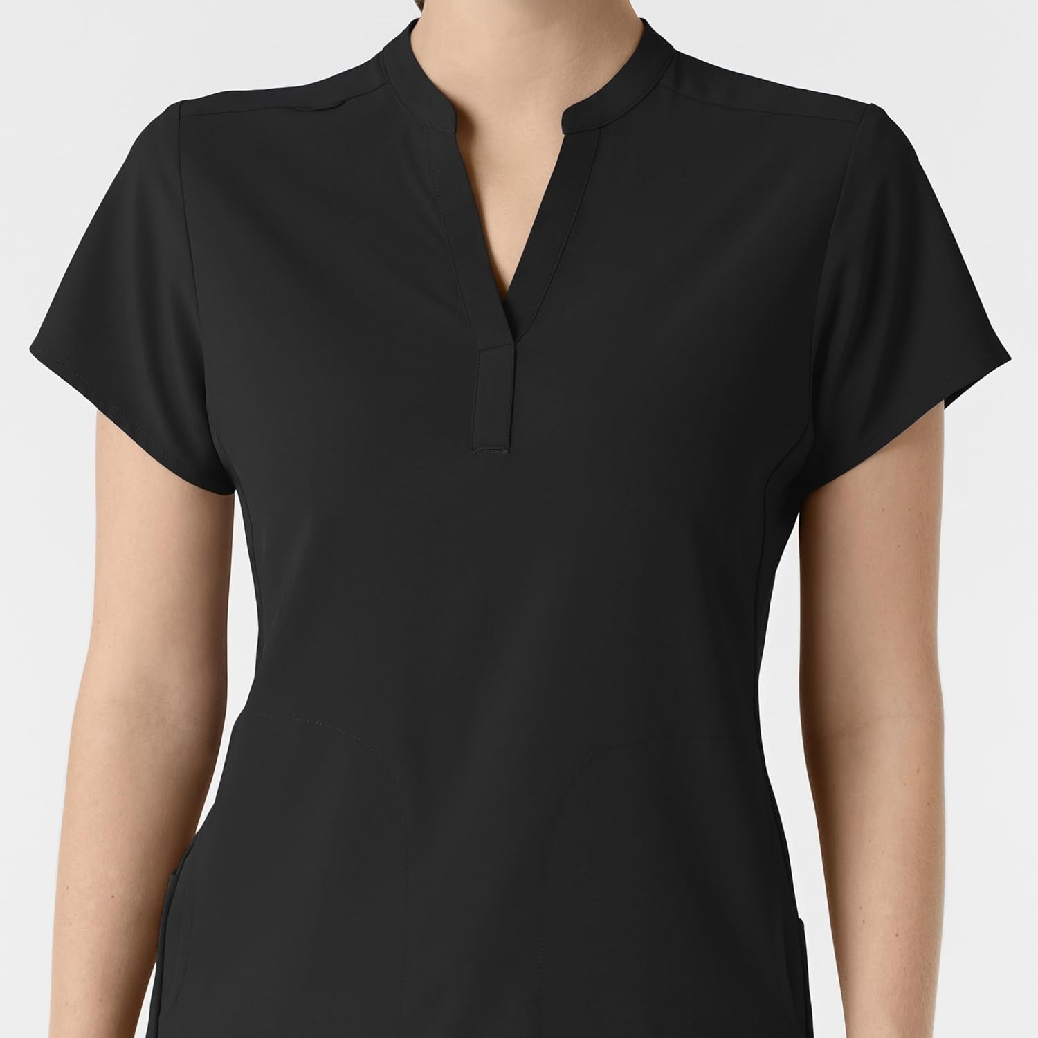 Wink Renew Women’s Mandarin Collar Scrub Top(Black)