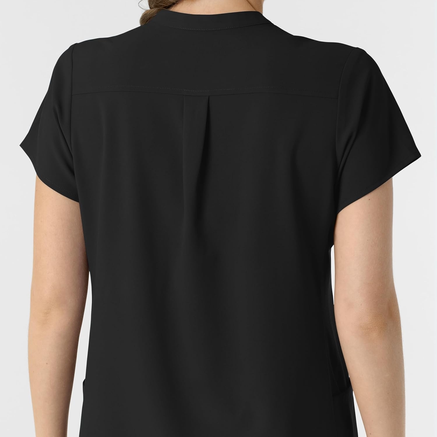 Wink Renew Women’s Mandarin Collar Scrub Top(Black)