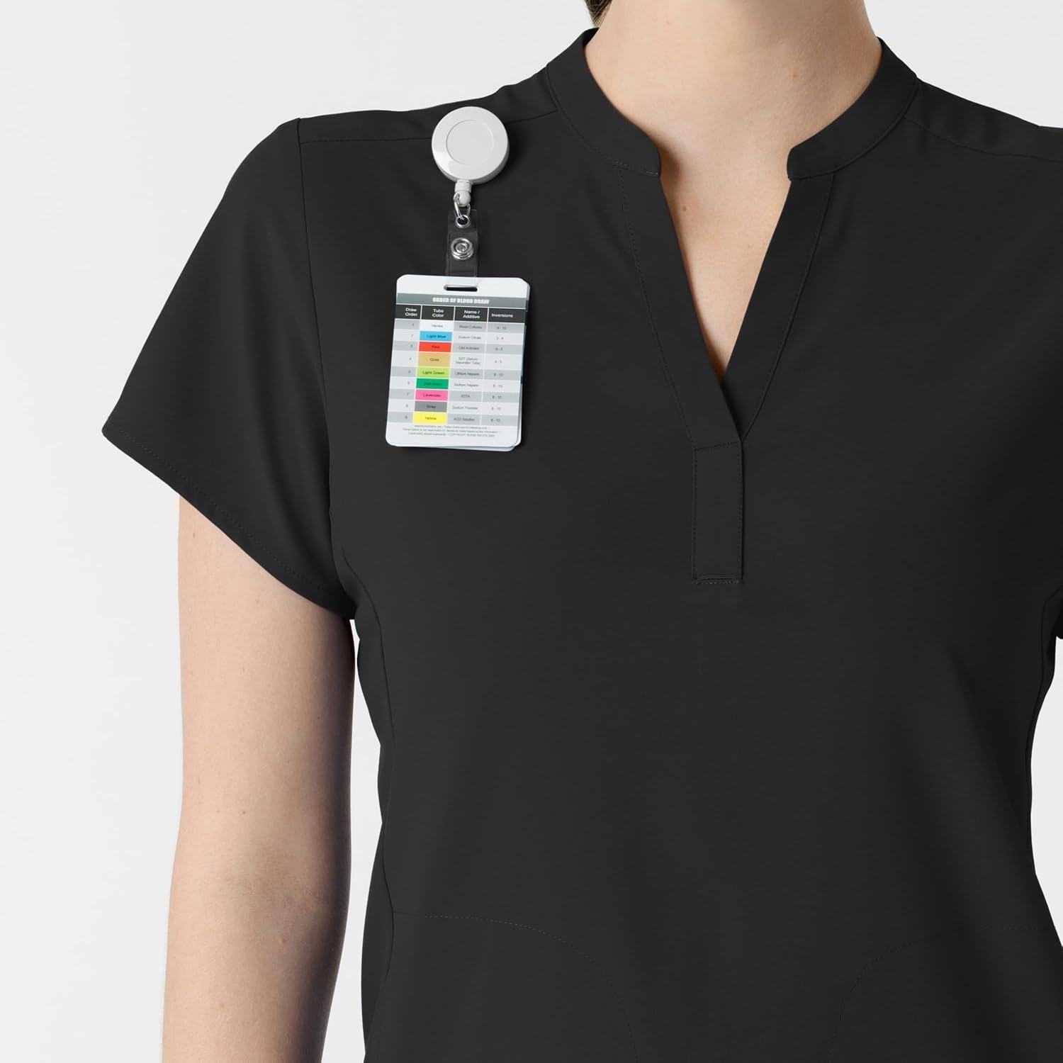 Wink Renew Women’s Mandarin Collar Scrub Top(Black)