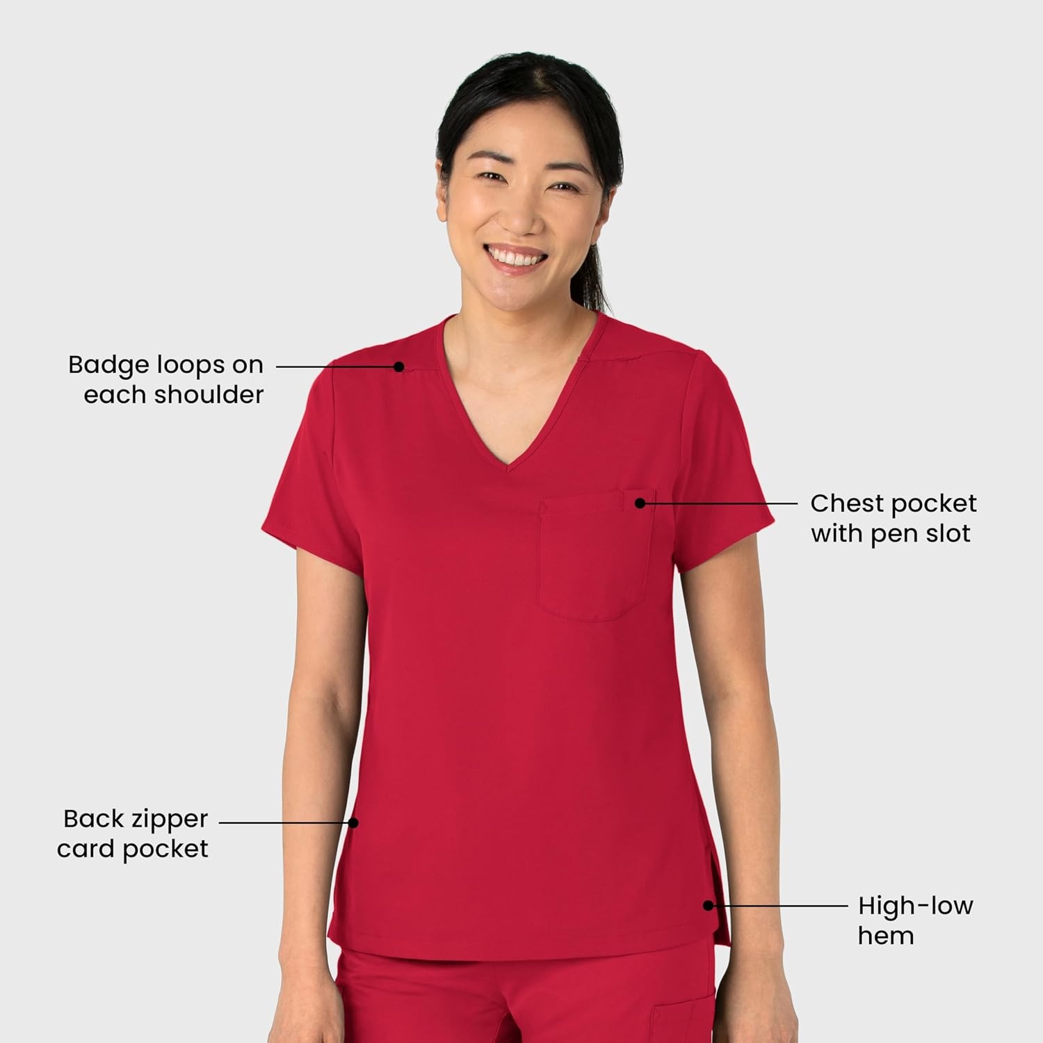Wink Boundless Women’s Tuck-in Scrub Top(Red)
