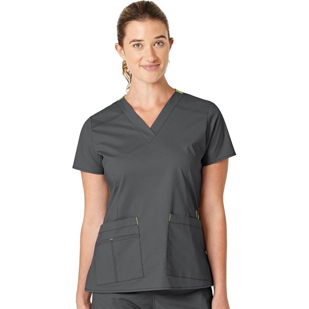 Wink WonderFLEX Women’s Verity V-Neck Scrub Top(Charcoal)