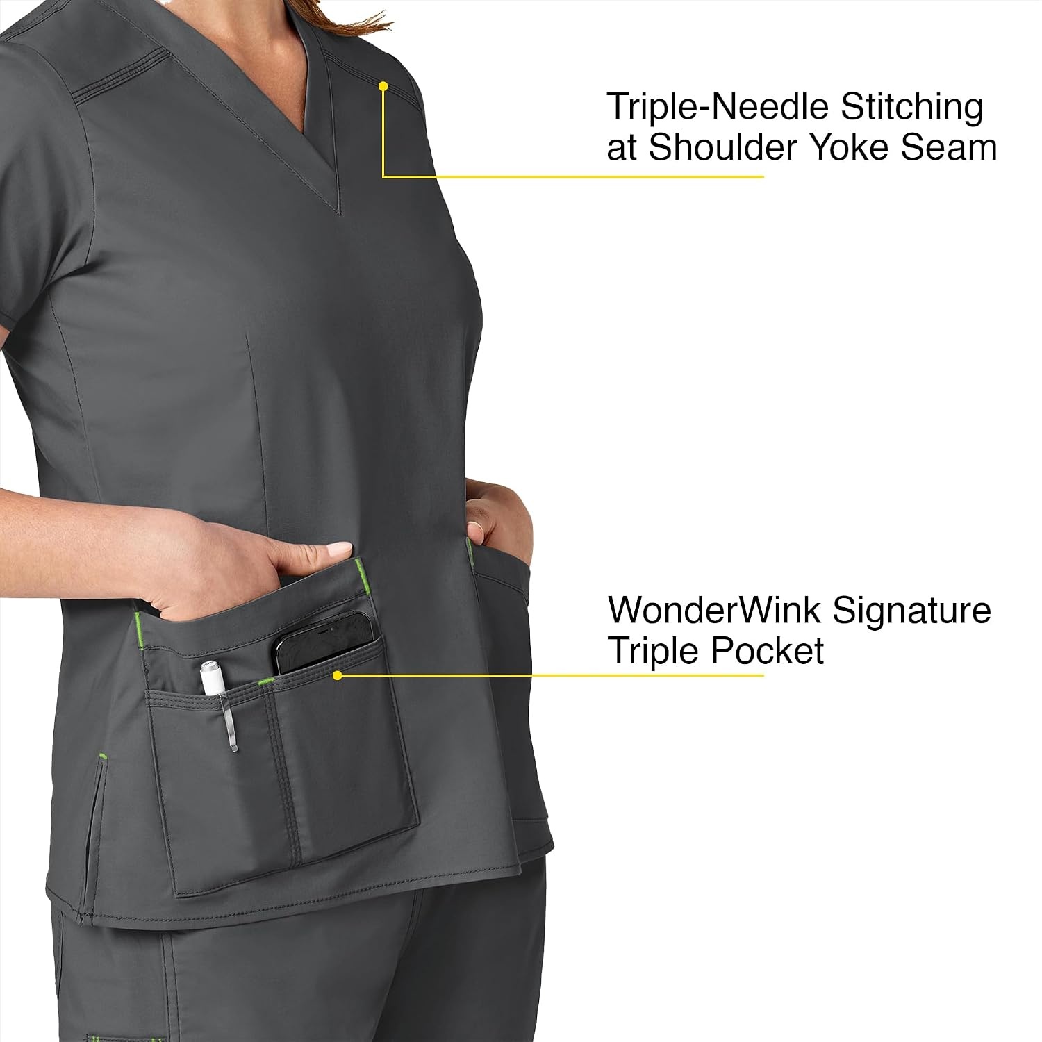Wink WonderFLEX Women’s Verity V-Neck Scrub Top(Charcoal)