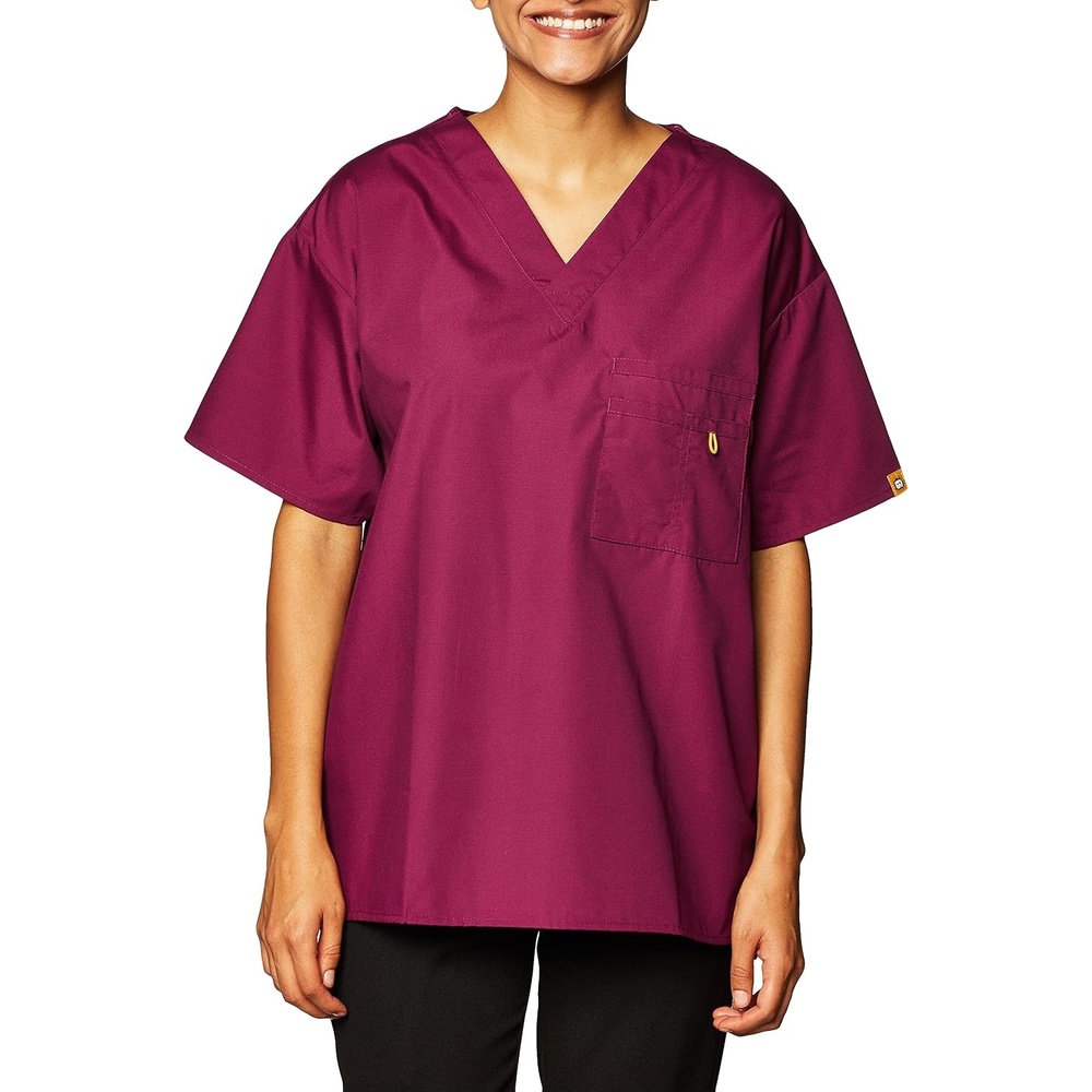 WonderWink The Alpha Unisex V-Neck Scrub Top, Wine, X-Large