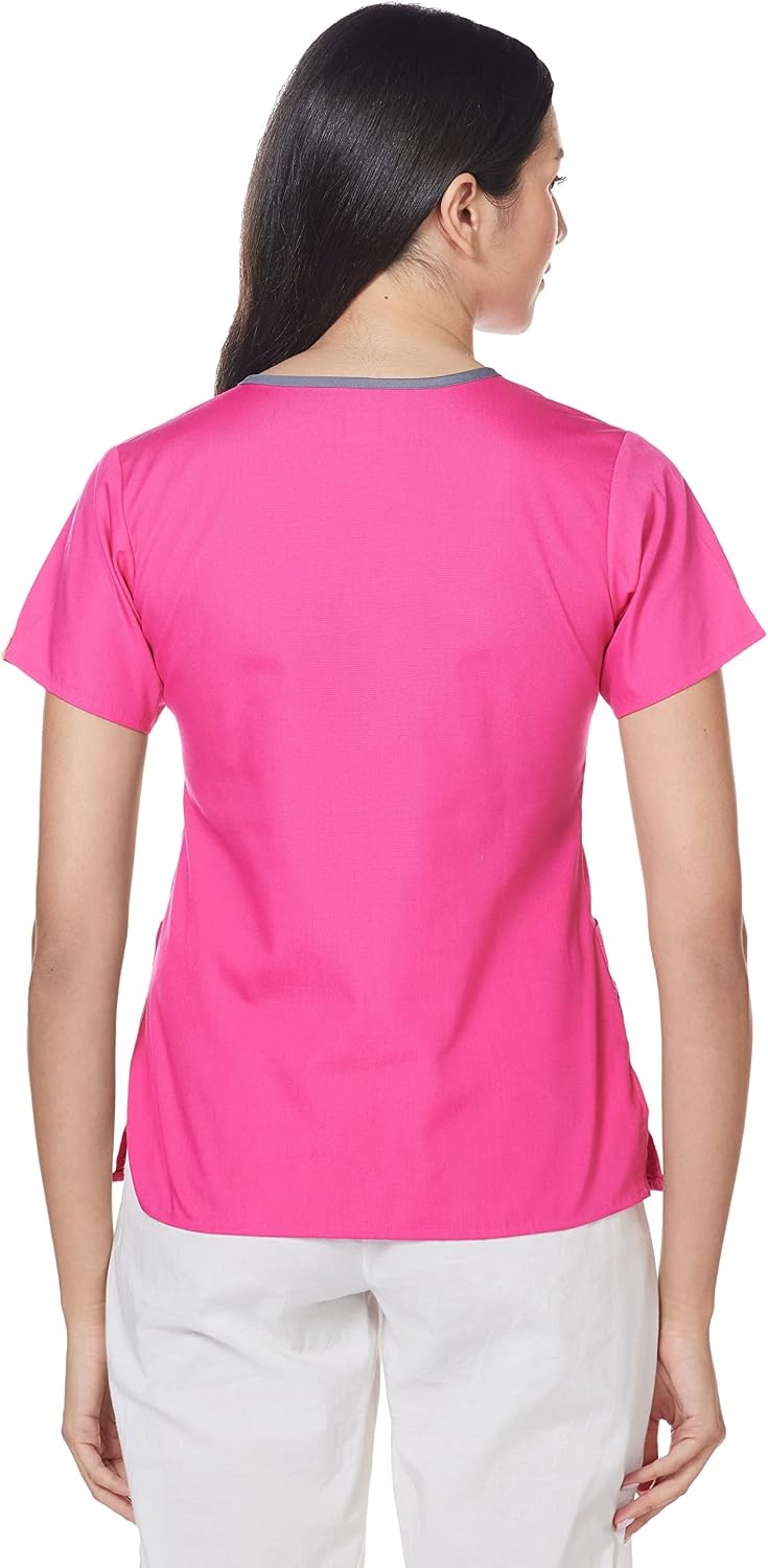 WonderWink Women’s Scrubs Charlie 5 Pocket Y-Neck Wrap Top, Hot Pink, XX-Large